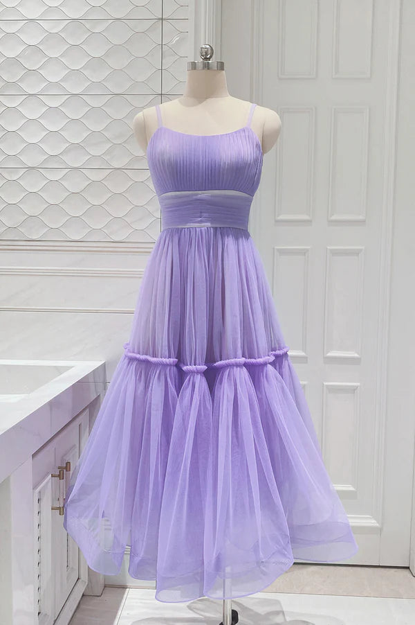Wholesale Cute Tulle Scoop Spaghetti Straps Homecoming Dress Short Prom Dress